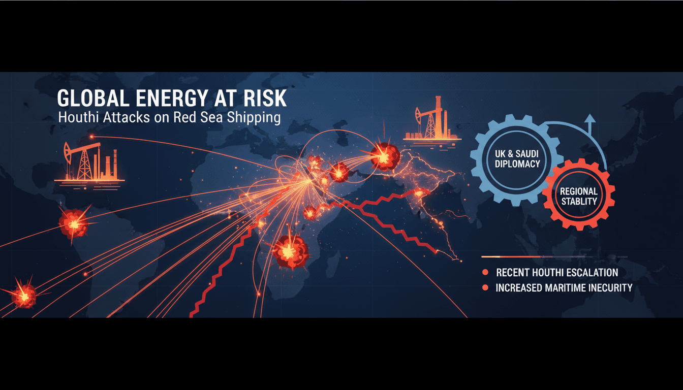 A map illustrating the Red Sea shipping routes affected by Houthi attacks and their implications for global energy supply.