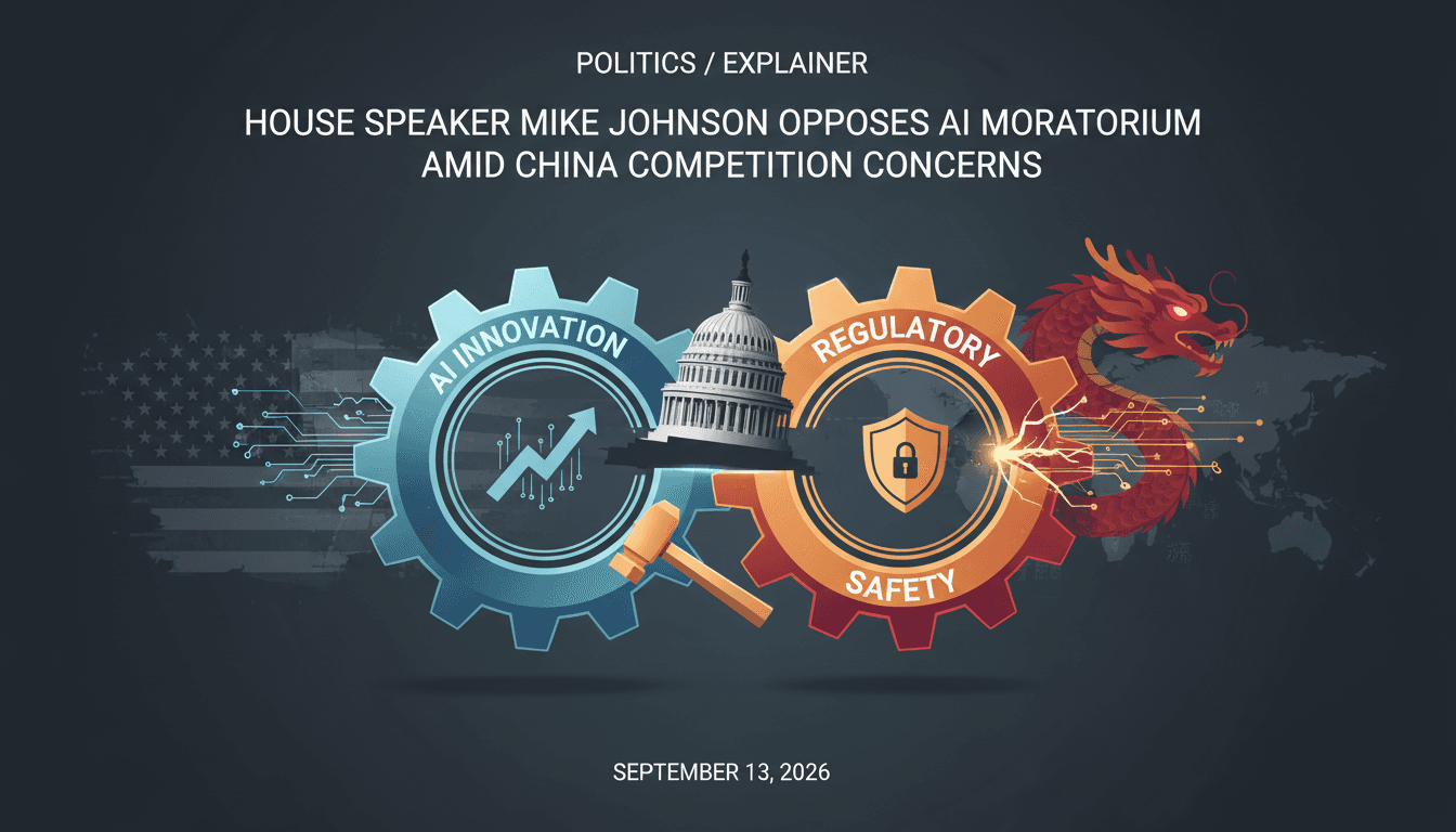Infographic showing the tension between AI innovation and regulatory safety measures in the U.S.