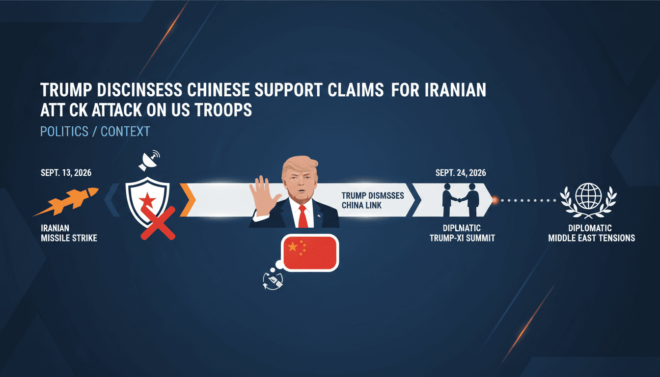 Infographic detailing the Iranian missile attack on U.S. troops and the diplomatic fallout involving China.