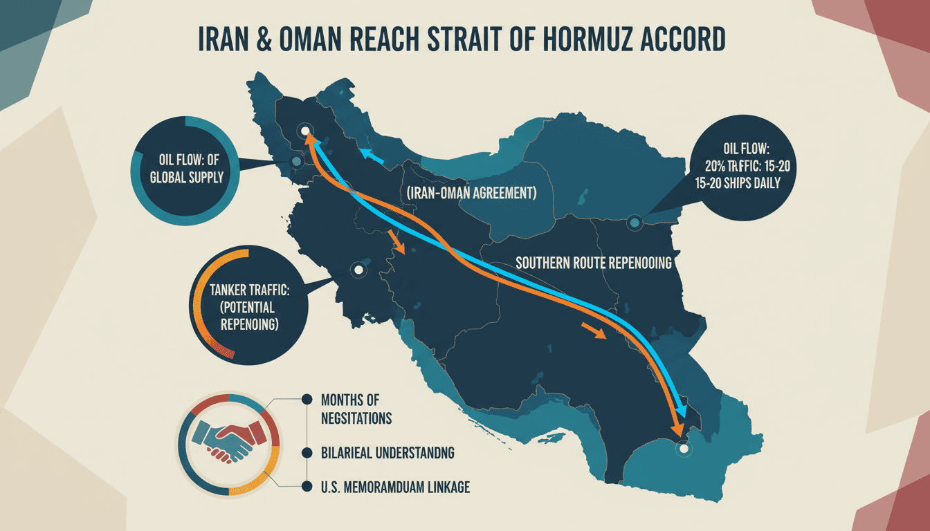 Infographic showing navigation routes in the Strait of Hormuz and their impact on global oil trade.