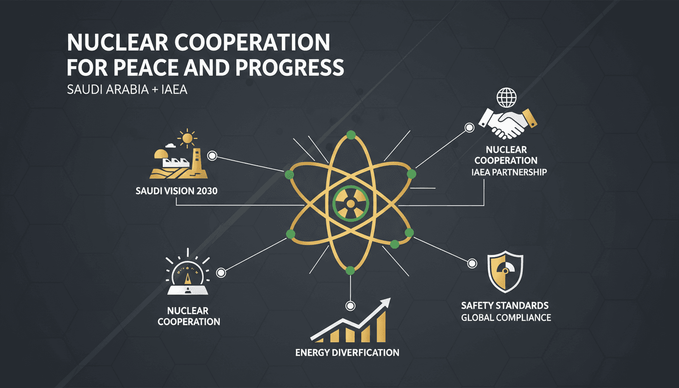 Saudi Energy Minister and IAEA Director General discussing nuclear cooperation in Vienna.