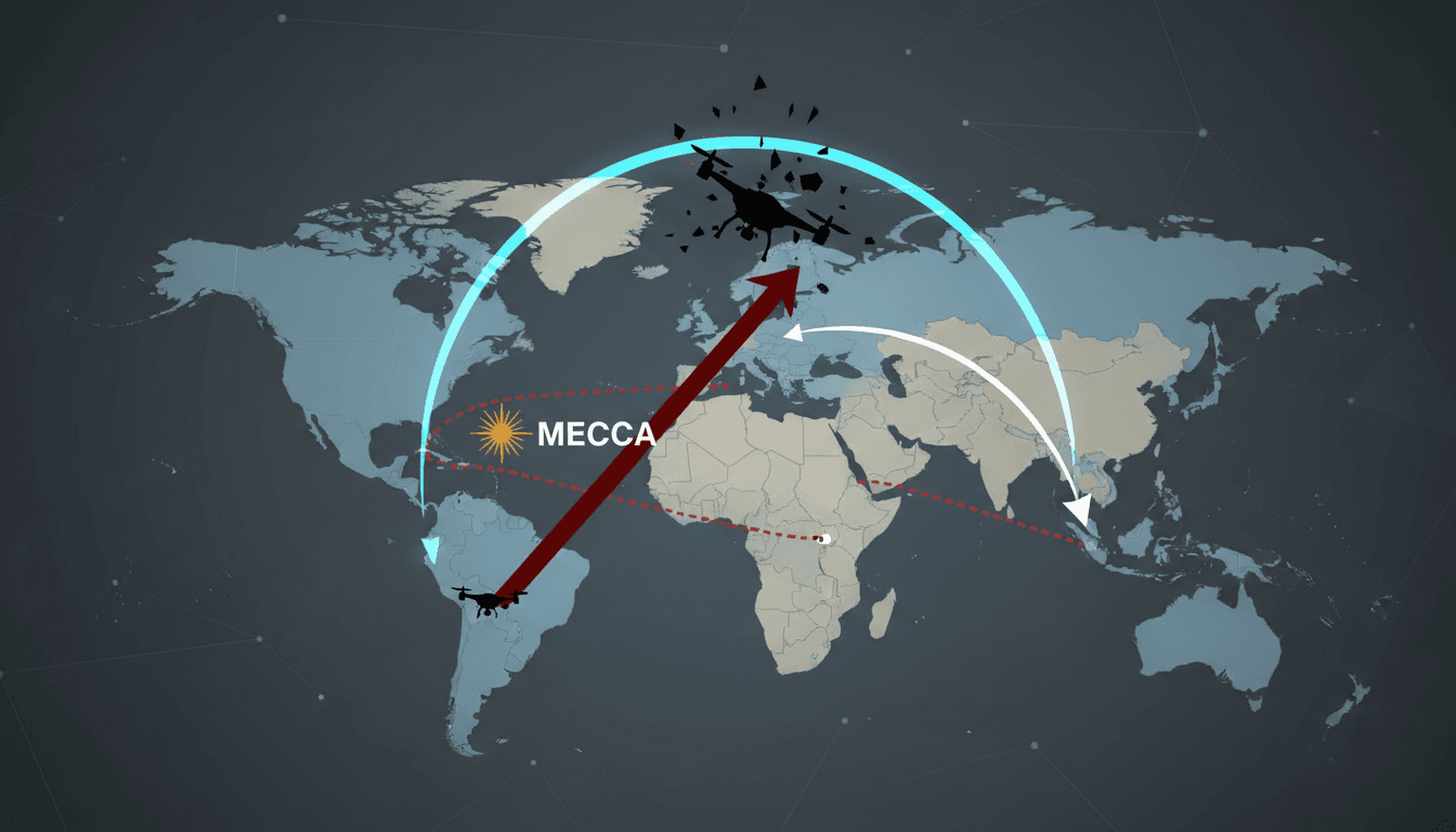 A drone interception near Mecca, highlighting regional tensions and security concerns.