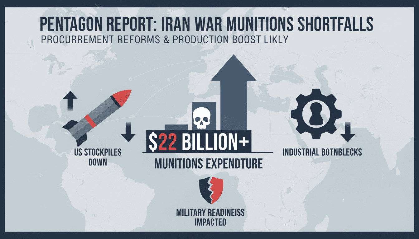 Infographic showing US munitions expenditures and impacts on military readiness from the Iran war.