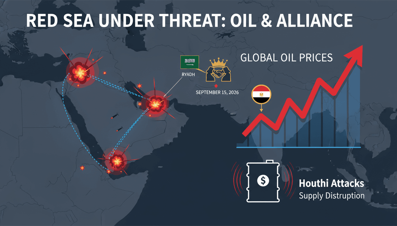 Map highlighting Red Sea oil routes and Houthi attack impacts on Saudi Arabia's maritime security.