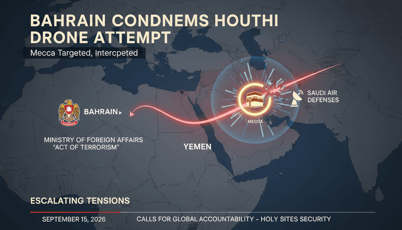 A drone interception near Mecca, showcasing Bahrain's condemnation and regional security concerns.