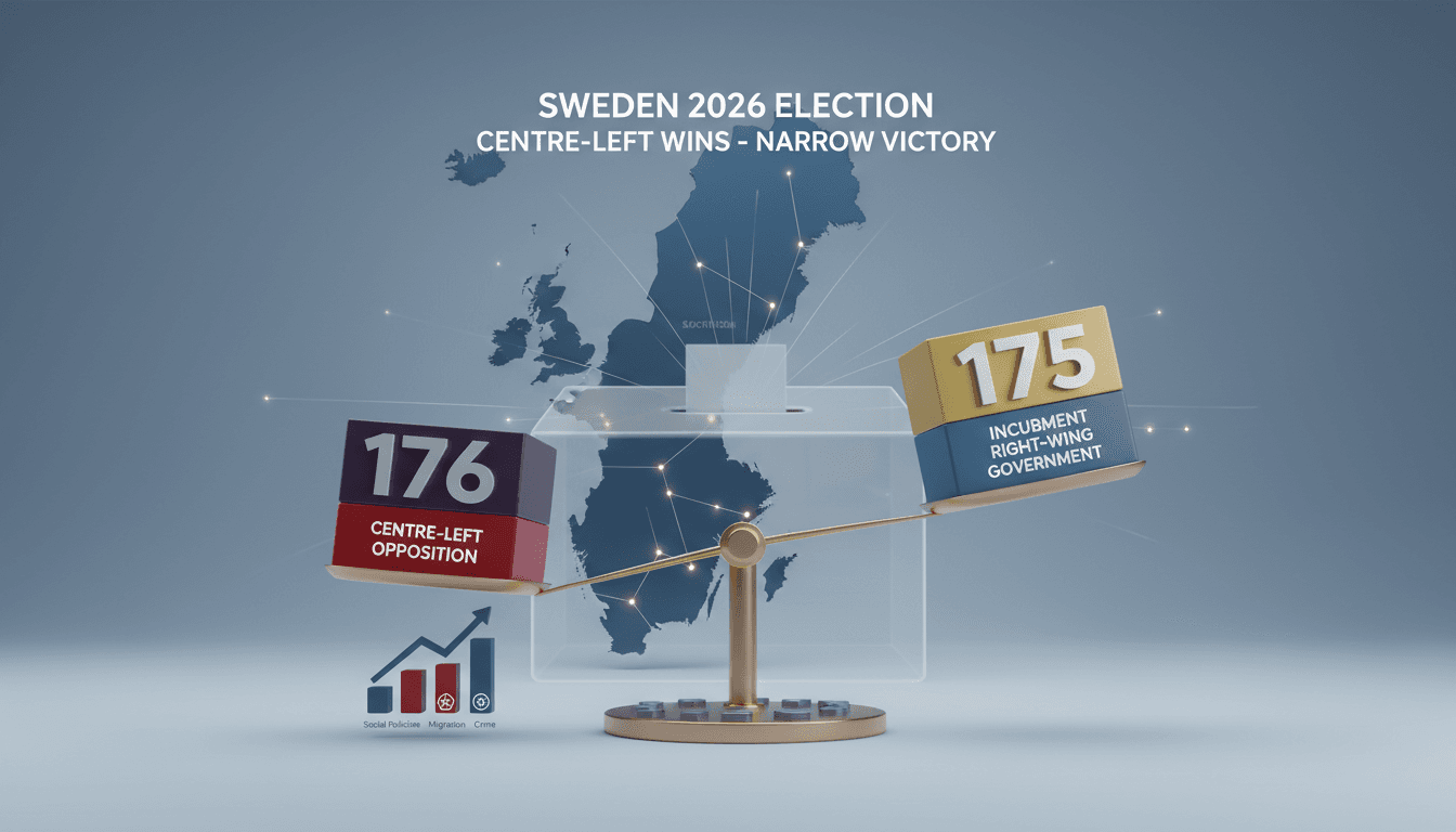 A graphic depicting Sweden's political shift and its implications for social policies and migration.