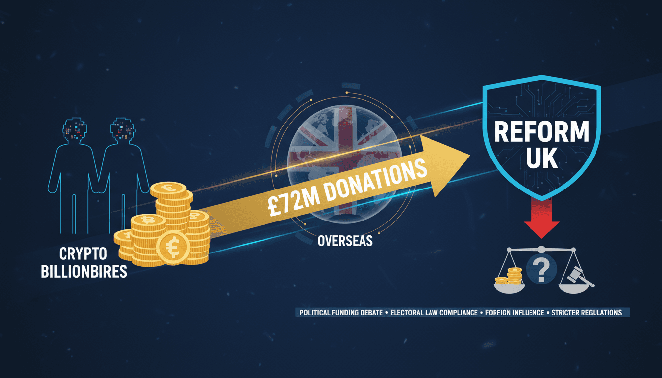 Reform UK Secures £72m Donations from Crypto Billionaires Amid Political Funding Debate