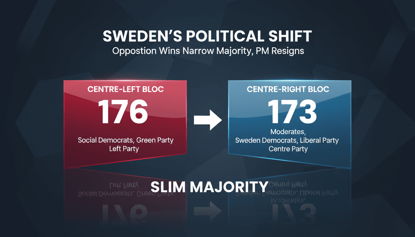 A graphic illustrating the narrow majority in Sweden's Riksdag following the recent elections.