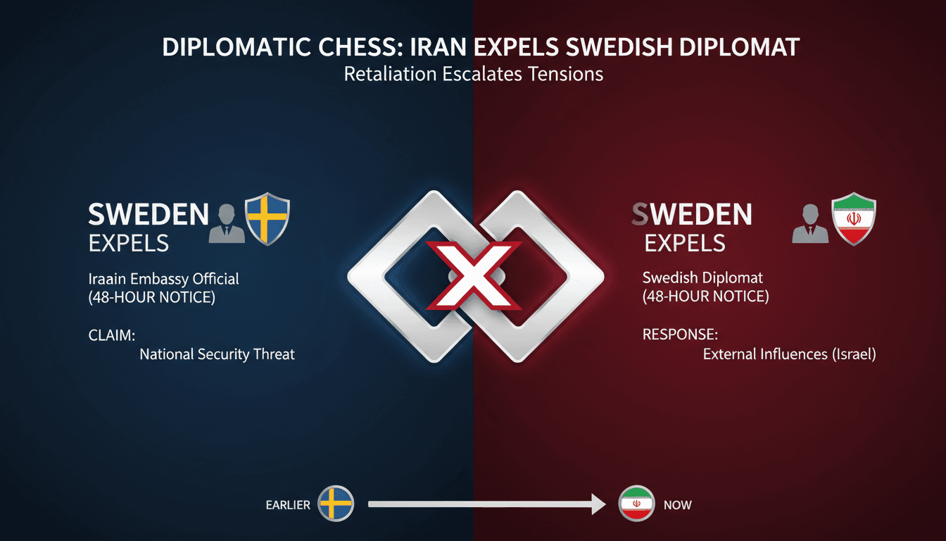 A visual representation of the diplomatic tensions between Iran and Sweden, highlighting the expulsion of diplomats.