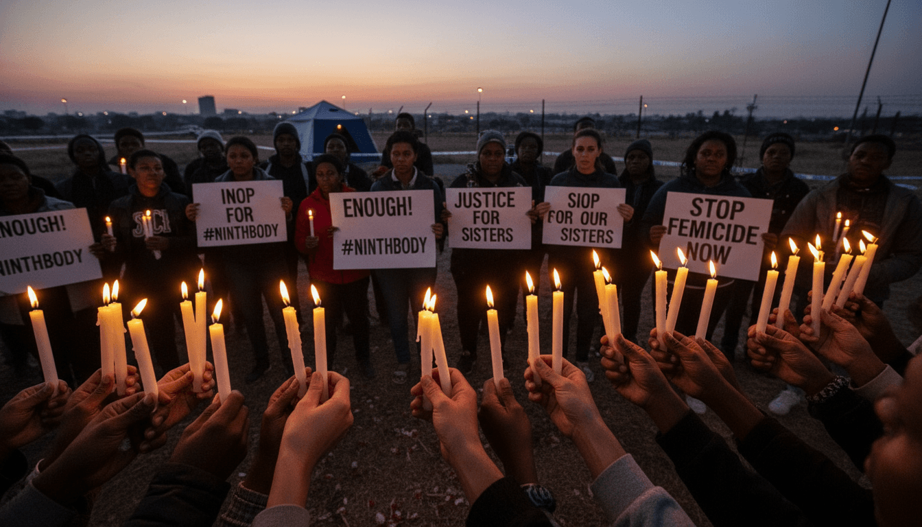 A candlelight vigil for victims of femicide in South Africa, highlighting the urgent need for safety reforms.