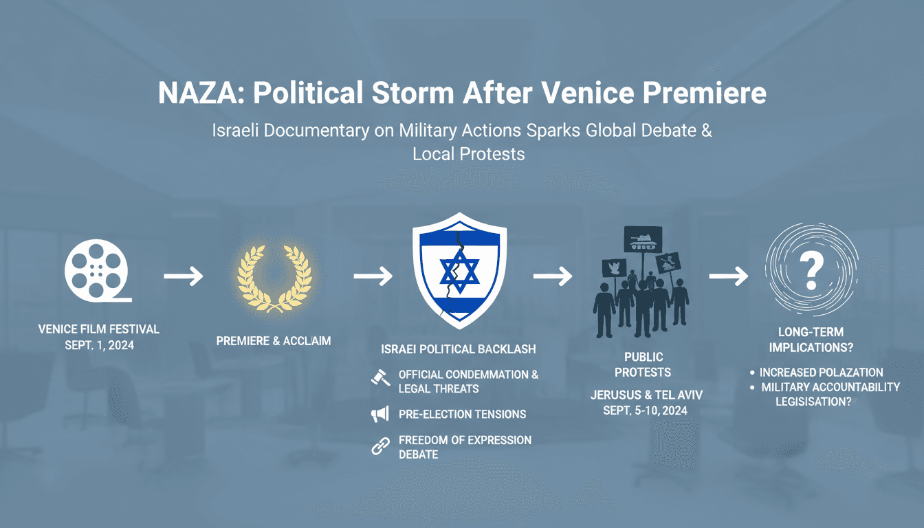 Infographic showing the timeline of NAZA's release and the resulting political reactions in Israel.
