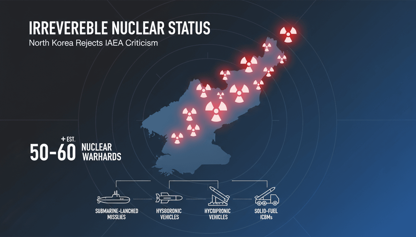 Infographic illustrating North Korea's nuclear capabilities and recent military developments.