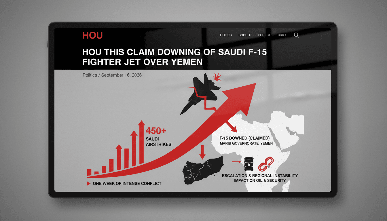 A visual representation of the claimed downing of a Saudi F-15 fighter jet over Yemen, highlighting the conflict's impact on regional security.