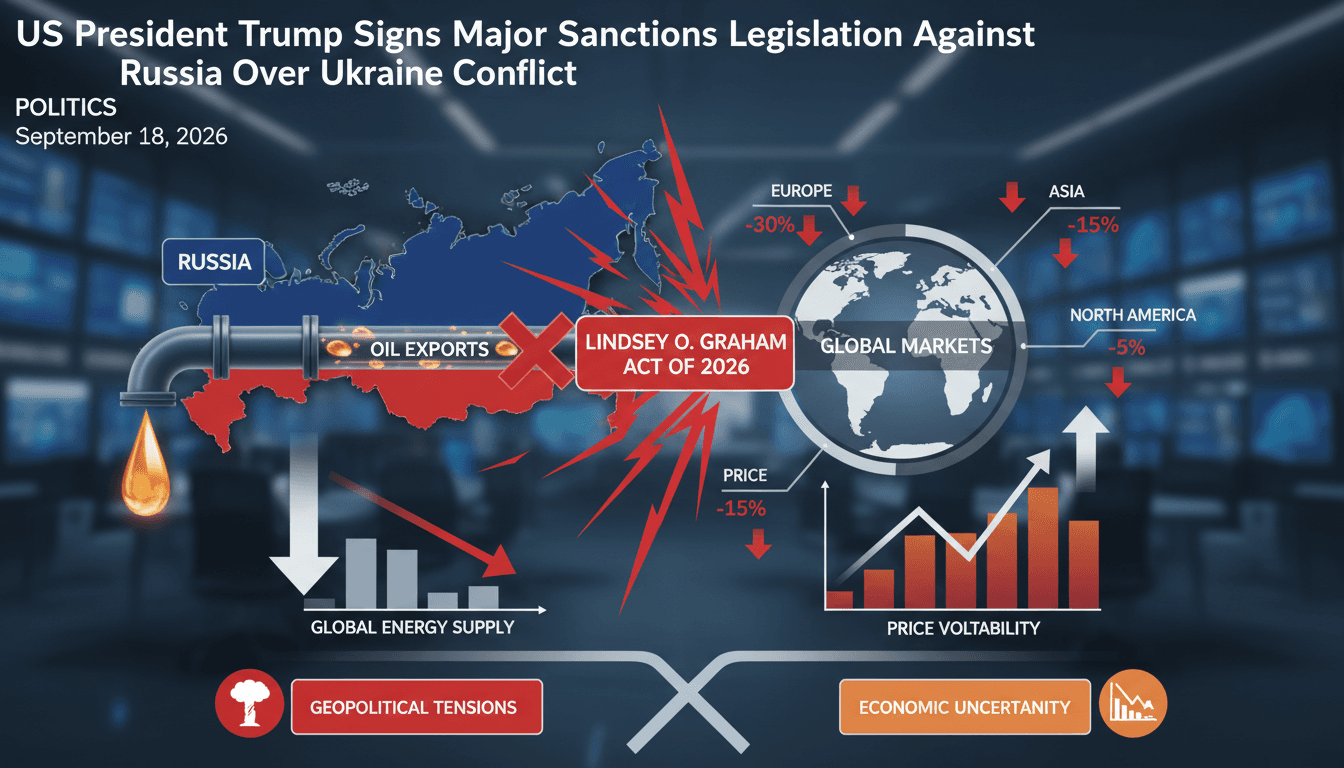 Infographic illustrating the impact of Trump's sanctions on Russian oil exports and global energy markets.