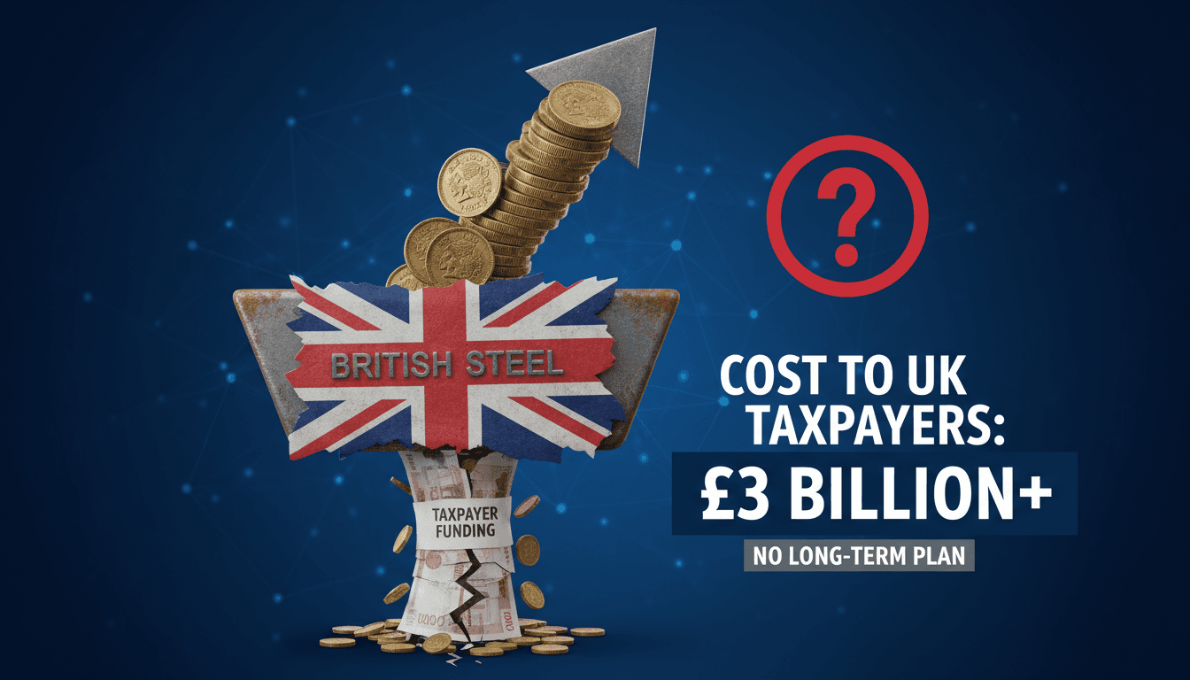 Infographic illustrating the financial impact of British Steel's nationalization on UK taxpayers.
