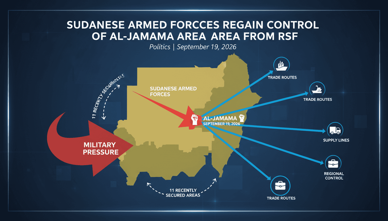 Map highlighting the strategic Al-Jamama area regained by the Sudanese Armed Forces in North Kordofan.