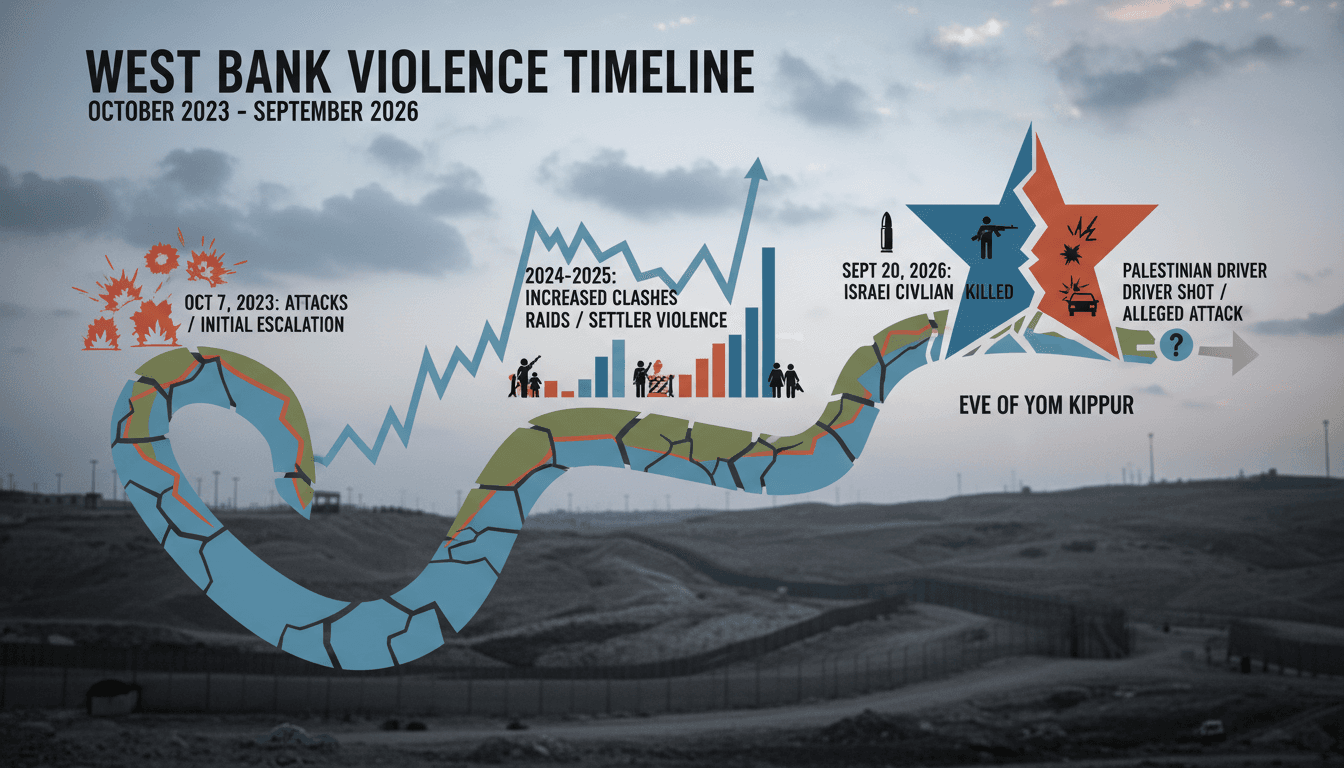 Infographic showing timeline of violence in the West Bank since October 2023.