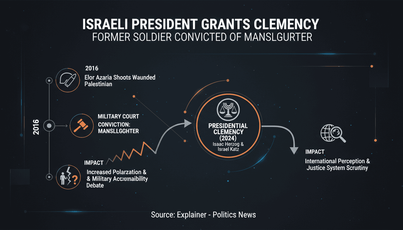 Infographic showing the timeline of Elor Azaria's case and its implications for military justice in Israel.