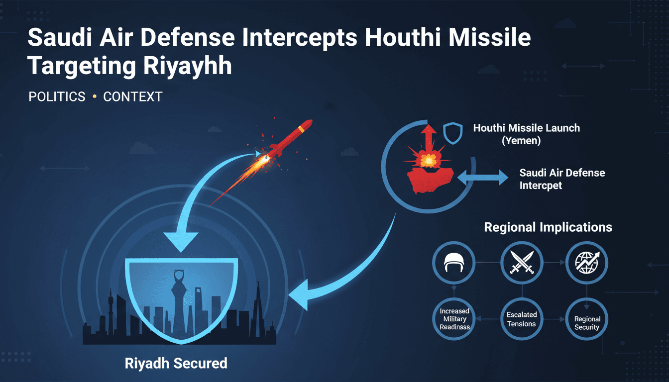 Saudi Air Defense Intercepts Houthi Missile Targeting Riyadh