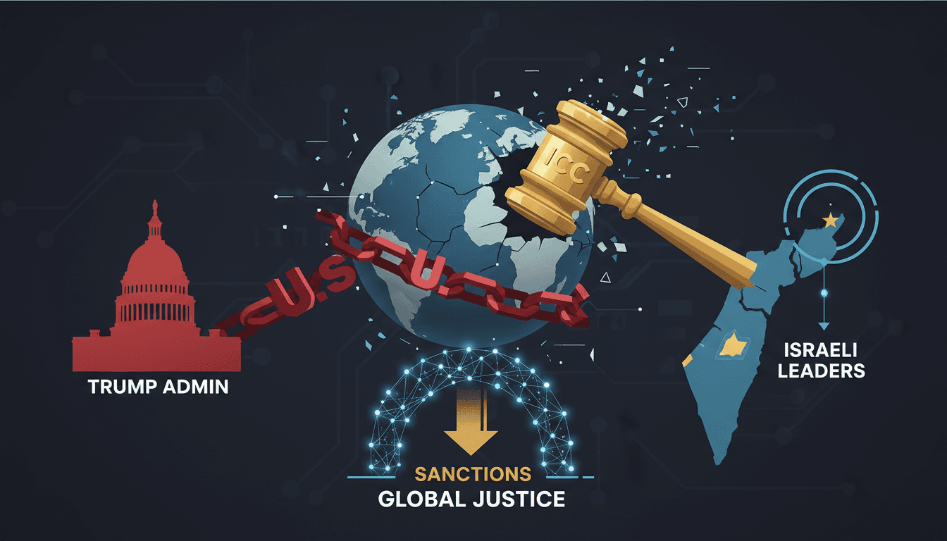 Infographic showing the impact of U.S. sanctions on the International Criminal Court's operations and global justice efforts.