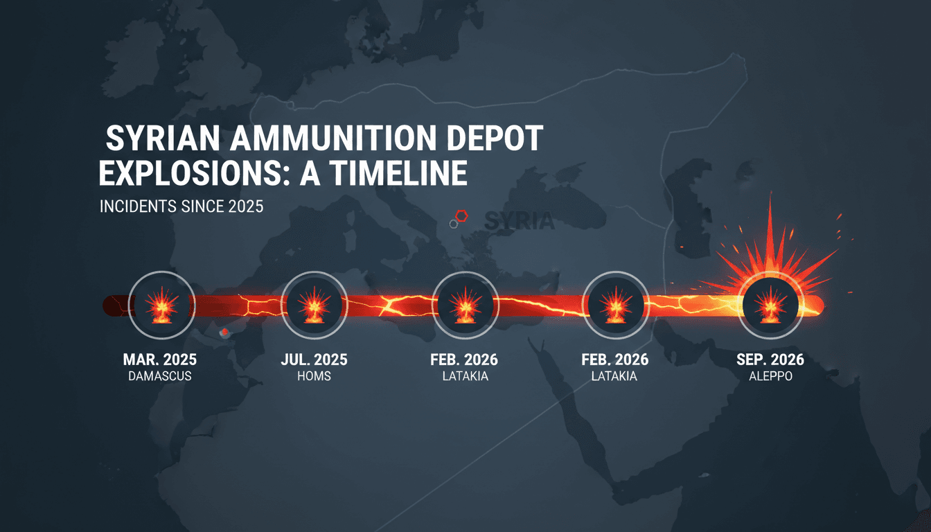 A visual representation of the Syrian army ammunition depot explosions and their impact on regional security.