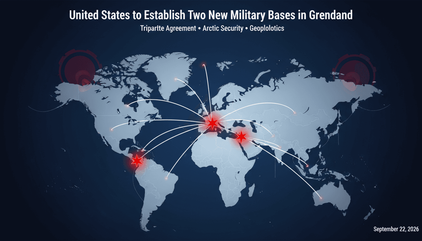 Map showing new U.S. military bases in Greenland and their strategic significance in Arctic security.