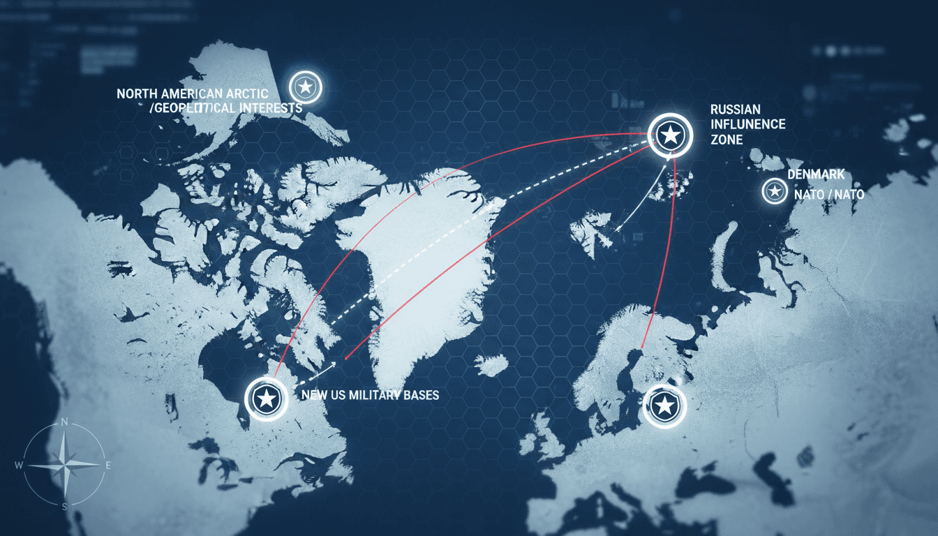 Map showing new US military bases in Greenland and their strategic significance in Arctic geopolitics.