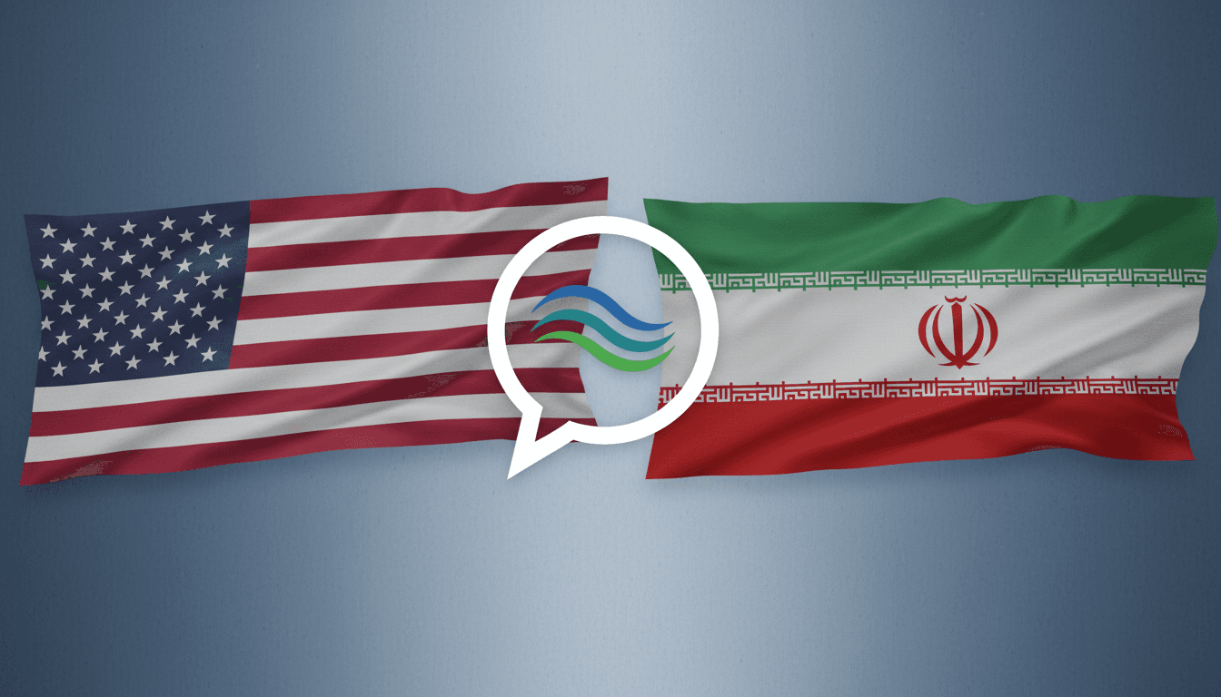 U.S. and Iran flags with a dialogue bubble symbolizing potential talks at the UN General Assembly.