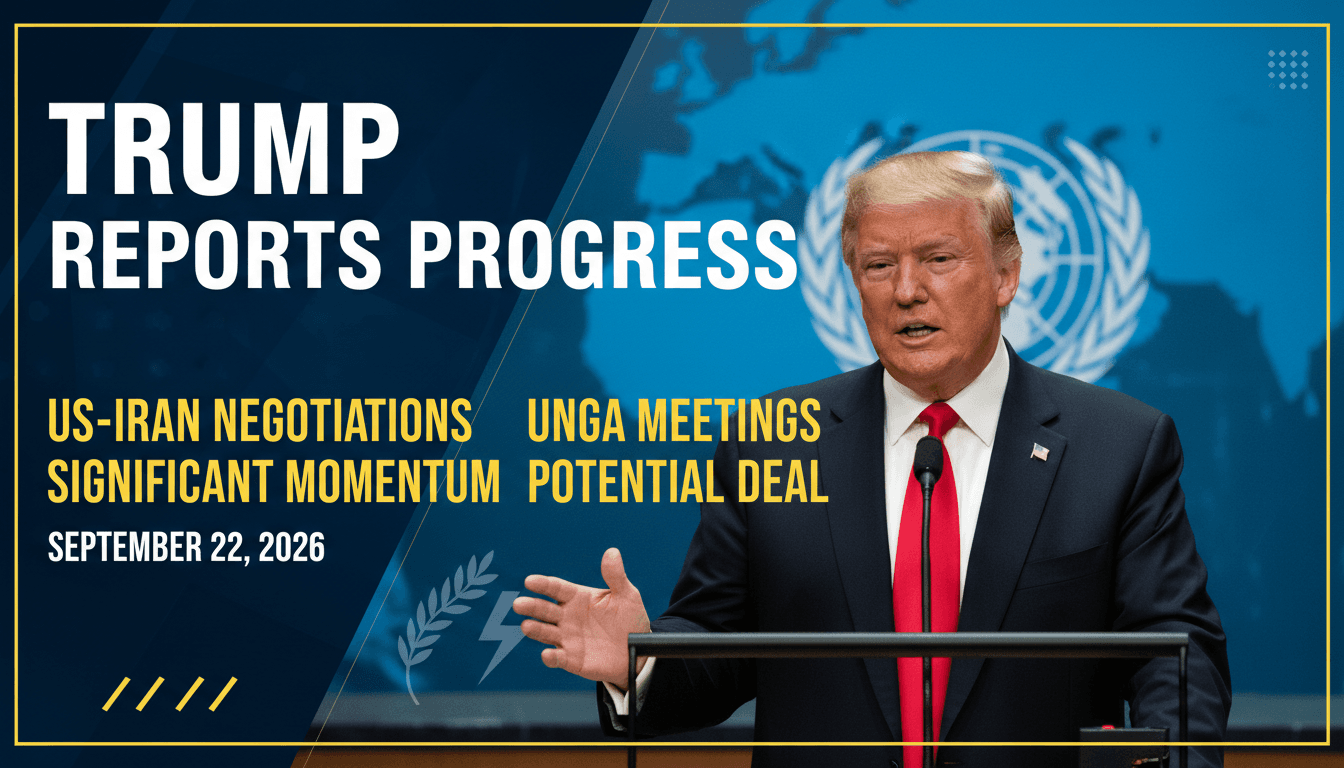 President Trump at the UNGA discussing US-Iran negotiations, highlighting diplomatic progress and regional implications.