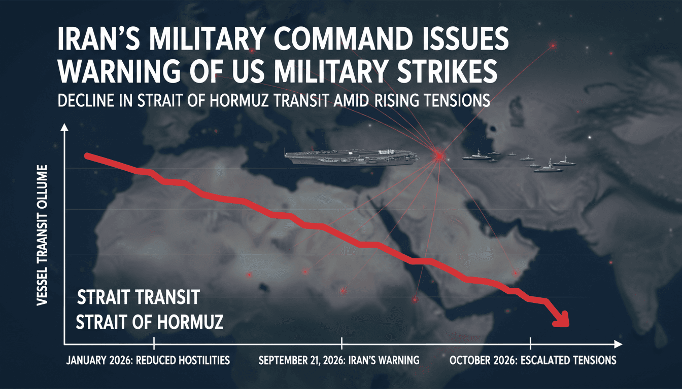 A map highlighting the Strait of Hormuz with shipping routes and military presence in the region.
