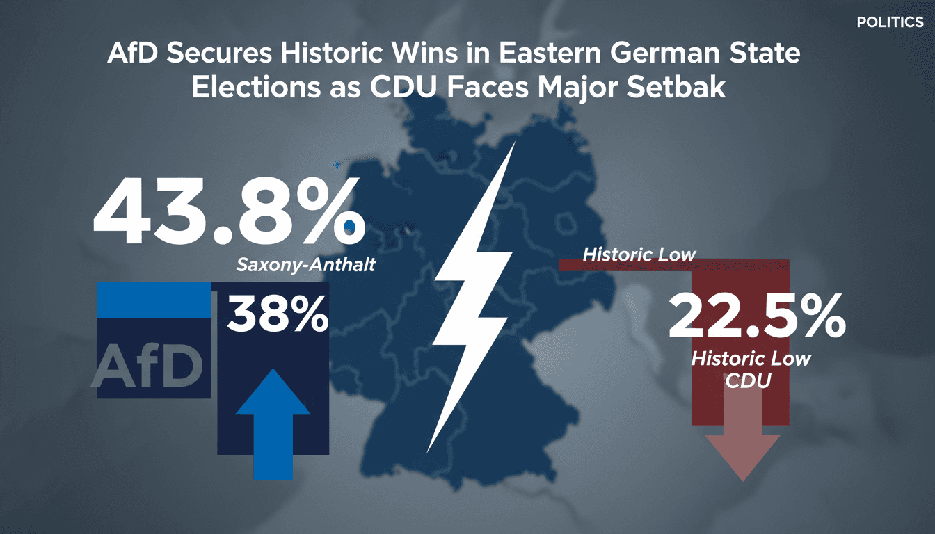 Infographic showing AfD's electoral gains and CDU's declining support in Germany.