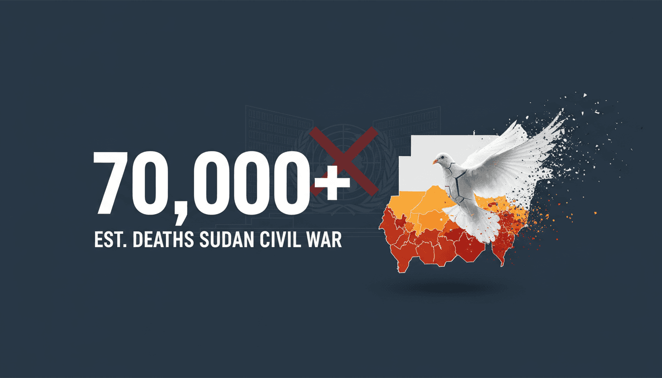 A map of Sudan highlighting conflict zones and the number of estimated deaths in the civil war.