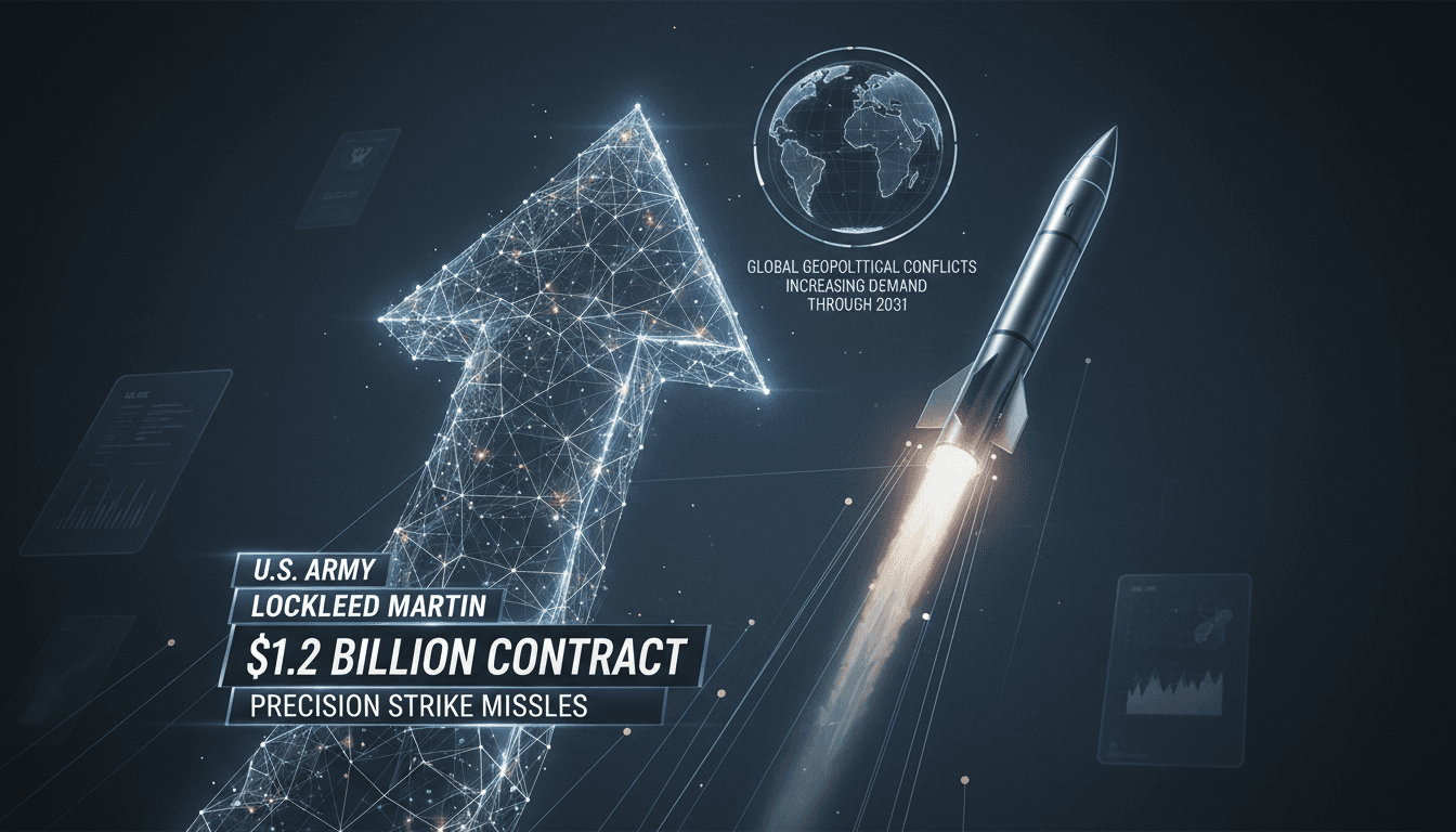 Infographic detailing the $1.2 billion U.S. Army contract with Lockheed Martin for Precision Strike Missiles.