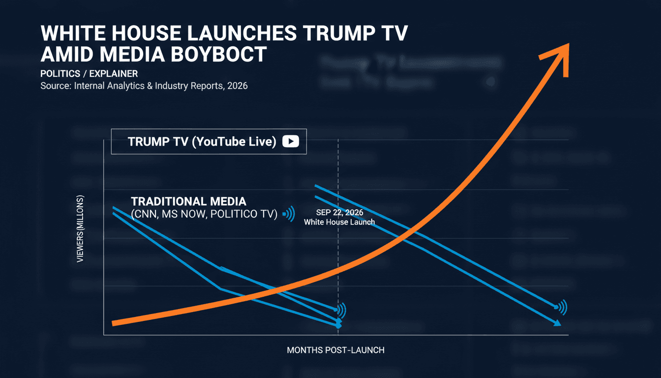 Infographic showing Trump TV subscriber growth compared to traditional media viewership trends.