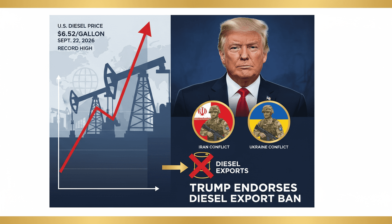 Infographic showing rising diesel prices and key political figures discussing the export ban.