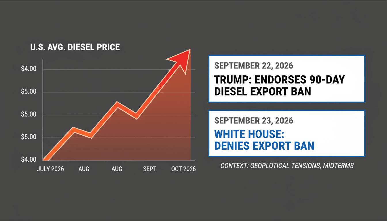 A graphic illustrating the rise in diesel prices and the White House's policy stance on exports.
