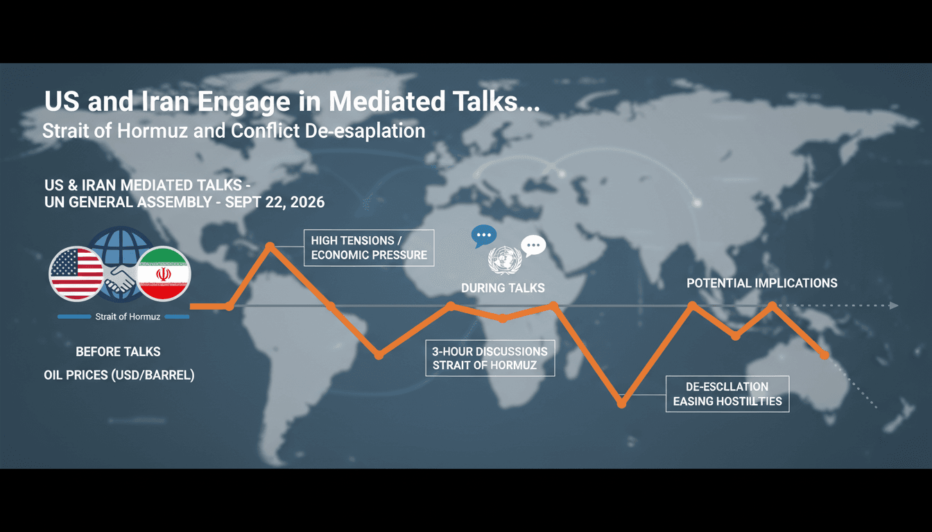 Infographic detailing US-Iran talks at the UN General Assembly and their potential impact on oil prices.