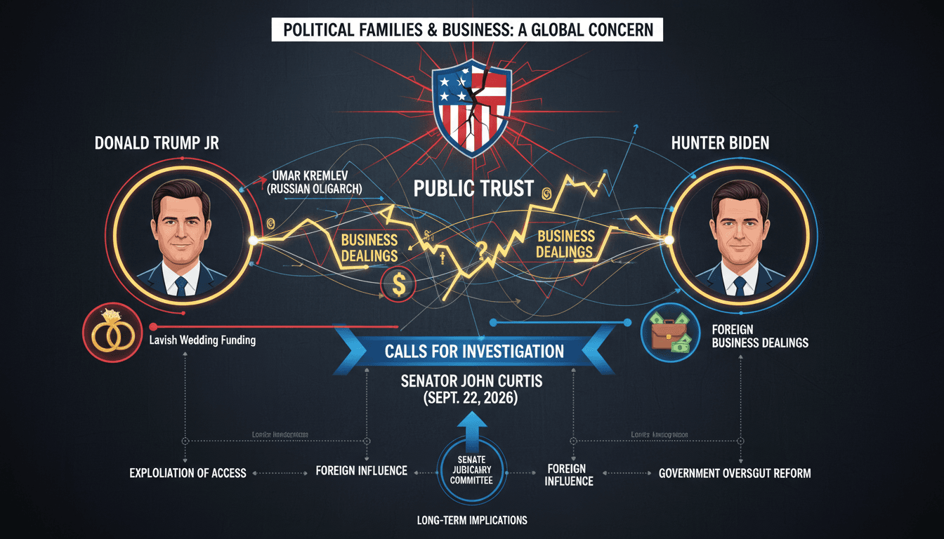 Infographic showing the connections between John Curtis, Trump Jr., Hunter Biden, and business dealings.