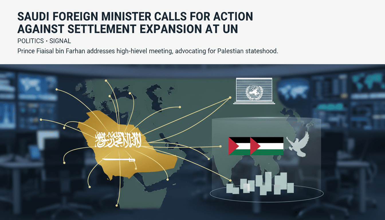 Saudi Foreign Minister addressing a high-level meeting on Palestinian statehood and settlement policies.