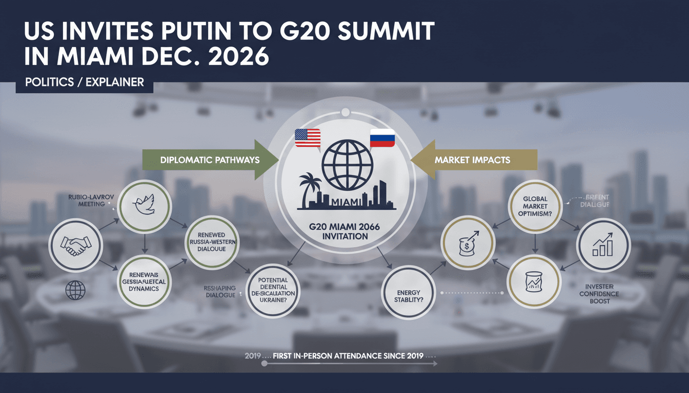 Infographic showing the potential impacts of the G20 invitation to Putin on global diplomacy and markets.