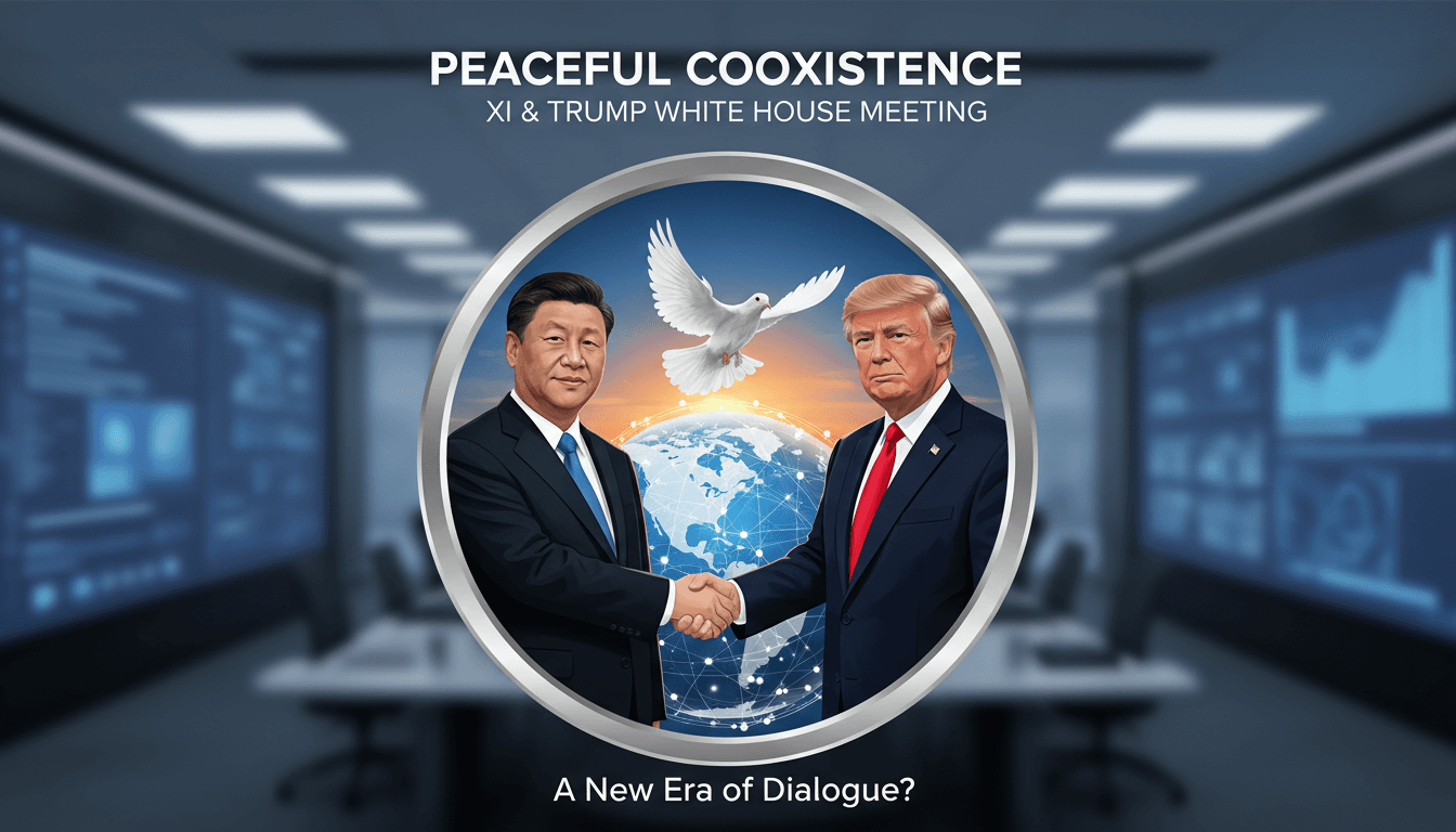 Xi Jinping and Donald Trump shaking hands at the White House, symbolizing cooperation and dialogue in U.S.-China relations.