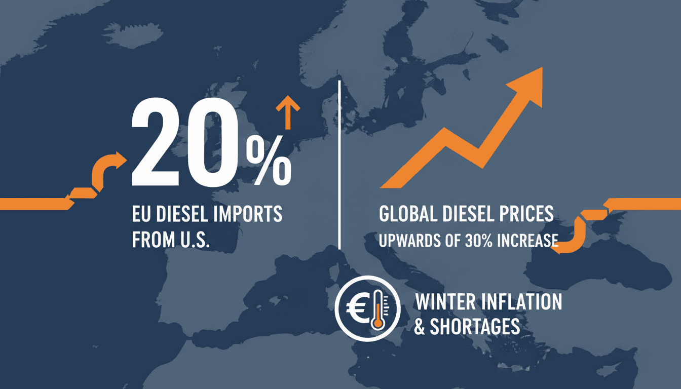 Infographic showing EU diesel imports from the U.S. and potential price impacts.