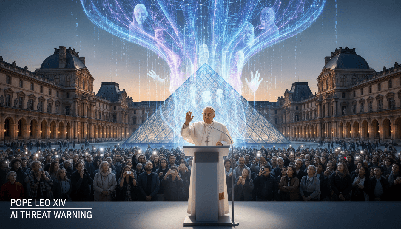 Pope Leo XIV addressing diplomats on AI ethics, highlighting the need for responsible technology governance.
