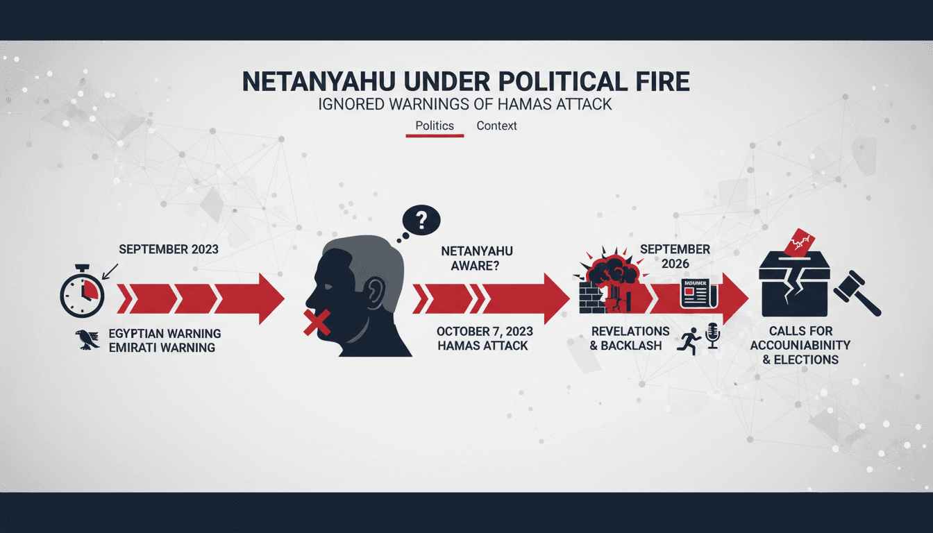 Infographic showing timeline of warnings received by Netanyahu before the October 7 Hamas attack.