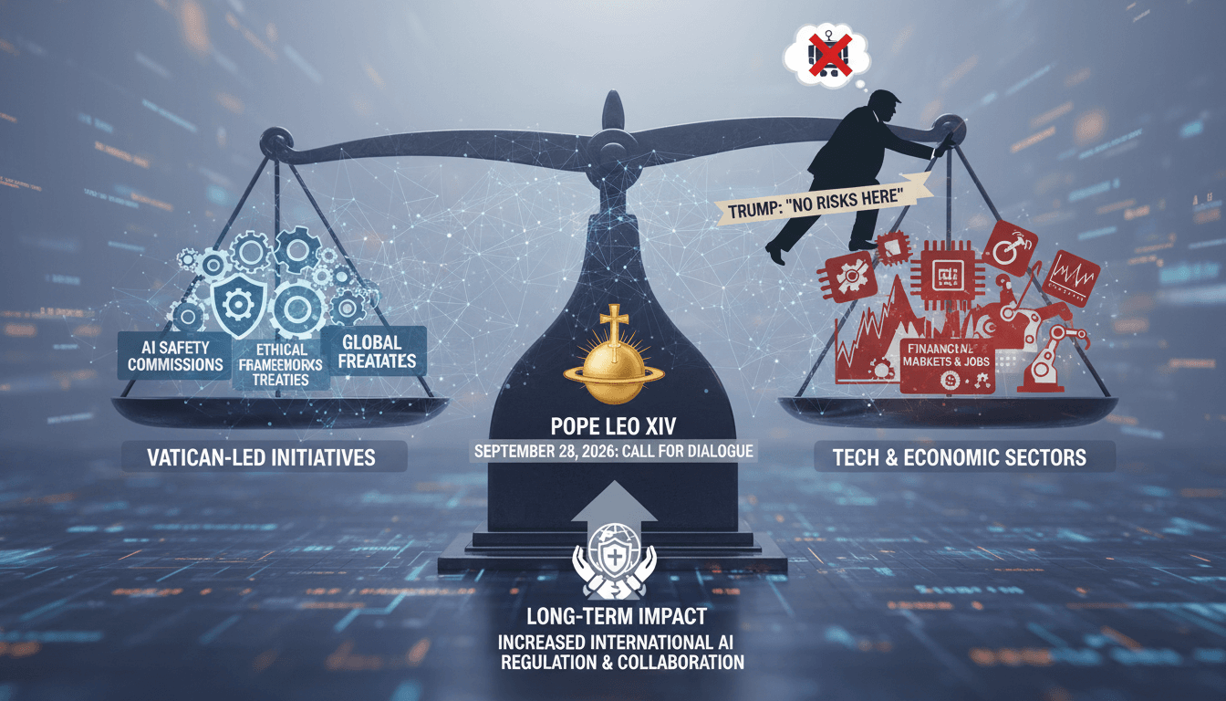 Pope Leo XIV addressing AI risks, emphasizing the need for regulation and global dialogue on artificial intelligence.