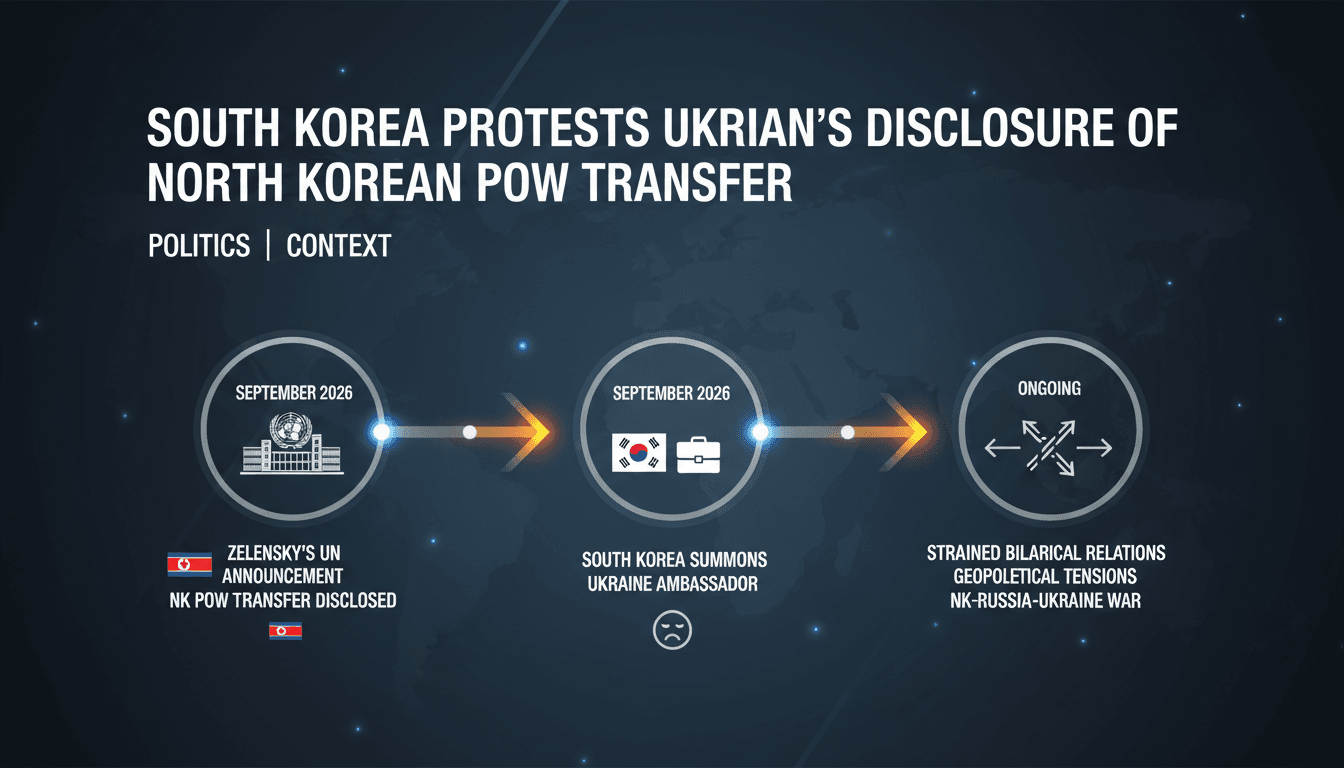 A graphic illustrating the diplomatic tensions between South Korea and Ukraine over the North Korean POW transfer.