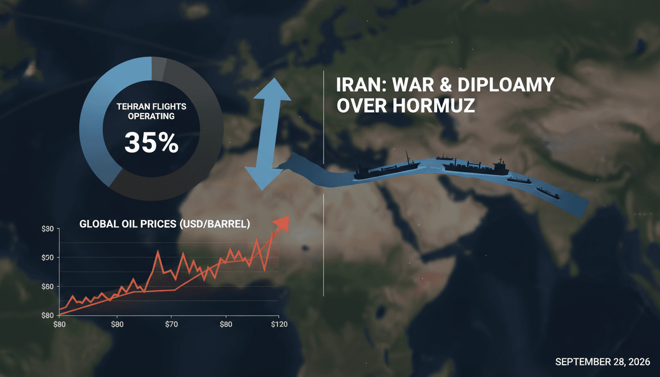 A visual representation of Iran's military readiness and ongoing diplomatic efforts regarding the Strait of Hormuz.