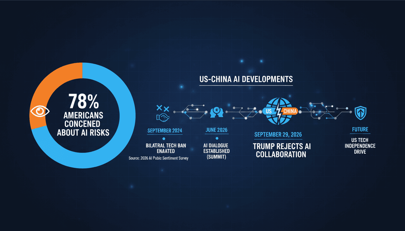 Infographic showing AI risk perceptions among Americans and US-China AI competition timeline.