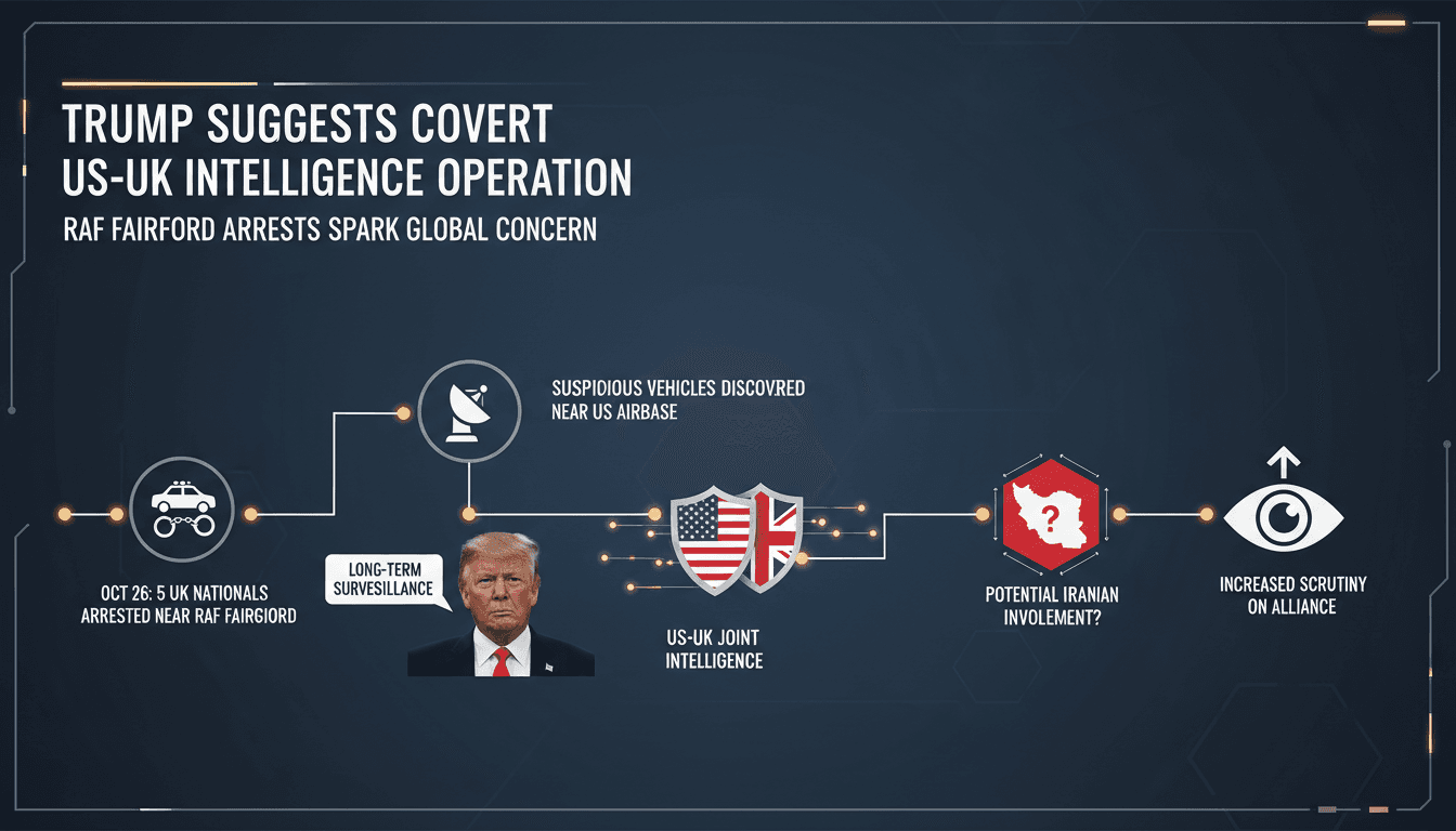 Infographic detailing the RAF Fairford incident and the joint US-UK intelligence operation.