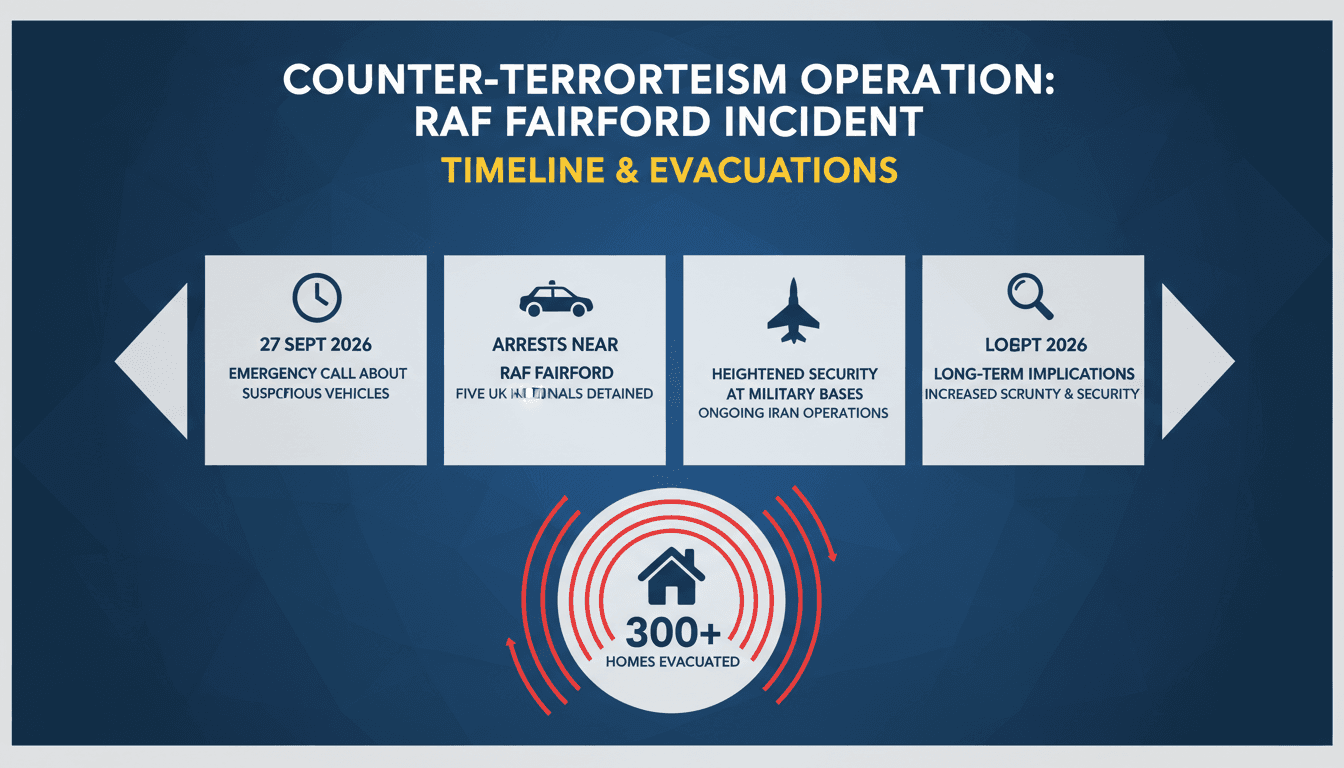A visual timeline of the RAF Fairford counter-terrorism operation and its impact on local residents.
